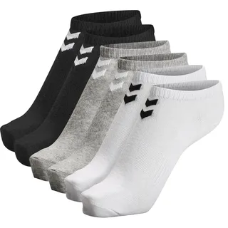 hummel Unisex Hmlchevron 6-pack ANKLE SOCK, BLACK/WHITE/GREY, 12 Kurz EU