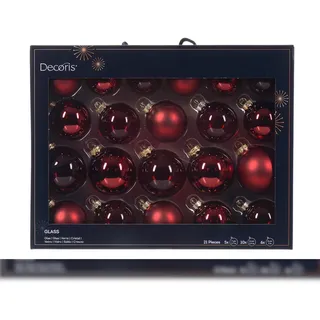 Decoris 21 Weihnachtskugeln Glas 5-7cm matt, glänzend - transparent Christbaumkugeln Weihnachtsbaumkugeln Christbaumschmuck Weihnachtsbaumschmuck Ochsenblut