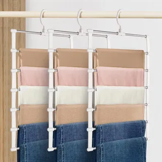 Hosenbügel,3 Stück kleiderbügel Hosen,Hosenbügel platzsparend,Faltbare hosenbügel mit 360° Drehbar Haken für Aufhängbarer Hosen,Röcke,Schals,Bettlaken,Krawatten und Kleiner Kleidungsstücke