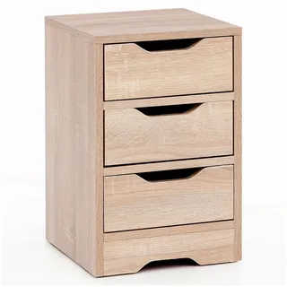 FineBuy Nachtkonsole 31x49x31 cm Matt mit 3 Schubladen, Nachtkommode mit Stauraum, Nachttisch Schlicht Modern, Nachtschränkchen Klein, Bettkommode Schlafzimmer
