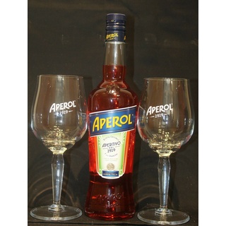 Aperol Aperitivo 1919 Set 0,7 Liter Aperol Spritz mit 2 Original Glas Gläsern