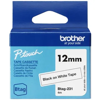 Brother Btag-231 12mm x 4m schwarz auf weiß nicht laminiert