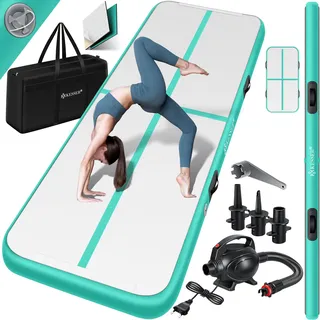 Kesser KESSER® Turnmatte Aufblasbar Airtrack Fitness-Matte Gymnastikmatte inkl. Tragetasche & elektr. Luftpumpe Yogamatte, Tumbling Matten, Trainingsmatte, Turn- & Fitness