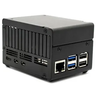KKSB HAT Case Raspberry Pi 5, Aluminiumgehäuse, GPIO-Zugang, Wandmontage, Belüftung, schwarz