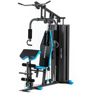 THUNDER FORCE Kraftstation Fitnessstation mit 87 kg Gewichtsblock Home Gym Butterfly Latzug Bizepsstation Multigym bis 120 kg - Schwarz/Blau