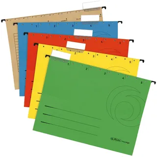Herlitz 5874656 Hängemappe A4 UniReg farbig sortiert 5er Kraftkarton, 230 g/qm