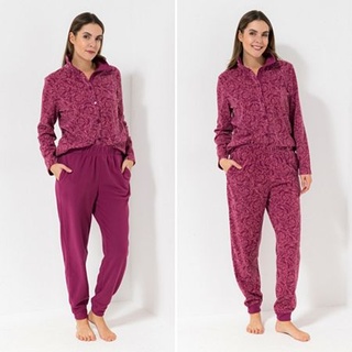 POLARSTERN HOMEWEAR 2 Hosen Flanell Fleece Rundumdehnbund 1x uni, 1x bedruckt