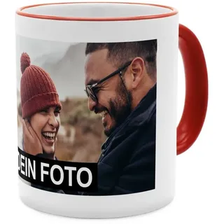 PhotoFancy® - Fototasse - Personalisierte Tasse mit eigenem Foto - Rot - Layout 1 Bild