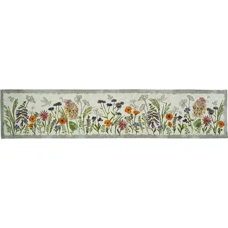 Sander Tischband Tischläufer Garden Delight Frühling Gobelin 20 x 96cm Artikel 61924 Fb. 40 Creme bunt Blumen Wiese