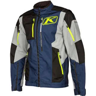 Klim Dakar, Textiljacke - Dunkelblau/Hellgrau/Schwarz/Neon-Gelb - S