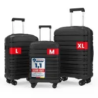 GENTOR Koffer Reisekoffer Hartschalenkoffer Travel Trolley Rollkoffer Handgepäck 4 Rollen im Set (M/L/XL) TSA-Schloss Schwarz & Dunkelblau