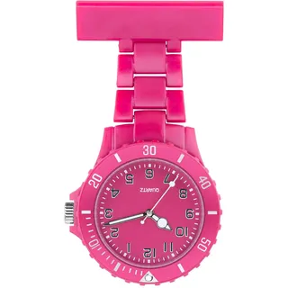 Taffstyle Krankenschwesteruhr Schwesternuhr Kitteluhr mit Nadel Silikon Analog Krankenschwester Uhr Tragbar Einziehbar Taschenuhr Pflegeuhr Hängeuhr Damen Herren Kinder Pfleger Pink