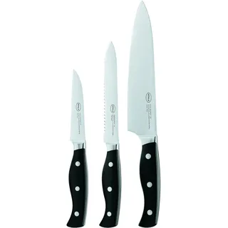 RÖSLE PURA Messerset 3-tlg. - Hochwertiges Küchenmesser Set inkl. Kochmesser, Universalmesser und Gemüsemesser, Klingenspezialstahl, ergonomische genietete Griffe, ideal für alle Schneidearbeiten