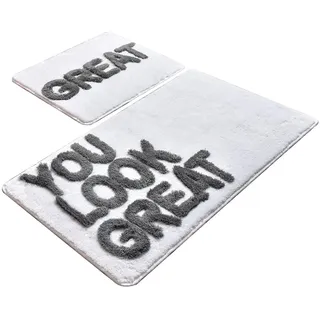 Badteppich-Set, 2-teilig, Design You Look Great Hellgrau