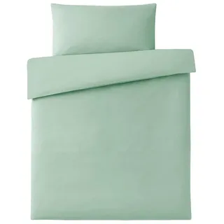 Makian Bettwäsche 100 x 135 cm / 40 x 60 cm / Uni - Icegreen