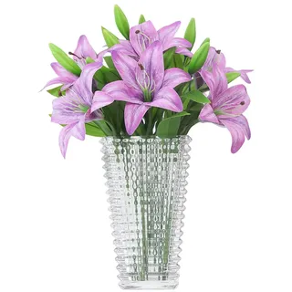 Olrla Lila künstliche Lilienblume 6 Stück, 3D Druck künstliche Lilien für Hochzeit Zuhause Büro Dekoration Tischdekoration (Vintage Lila)