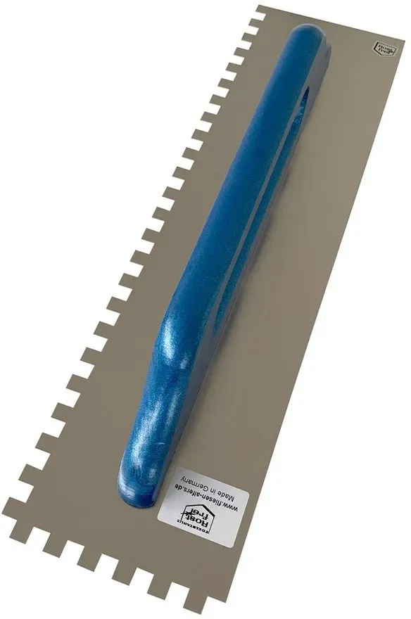 Zahnkelle 4, 6, 8 oder 10 mm, Edelstahl, 480 x 130 mm mit Holzgriff (Schweizer Glätter) | 8,0 mm