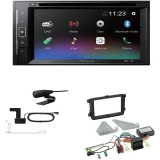 EHO Pioneer AVH-A240DAB Autoradio Bluetooth DAB DVD USB passend für Volkswagen VW T5 Transporter 2003-2015 runde Ecken, schwarz inkl Canbus
