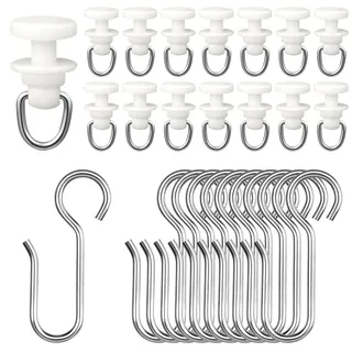 100 Stück Gardinenröllchen für Schiene, 50 Gardinenhaken Gleiter und 50 Metall Vorhang Haken, Gardinenröllchen, Gardinengleiter für alle Standardschienen, Vorhang Haken, Duschvorhang Schiene