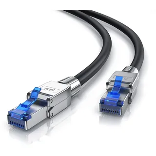 CSL - 30m Cat 8 LAN Kabel Netzwerkkabel - Glasfaser Hochgeschwindigkeit 40 Gbit/s 2000 MHz Ethernet Patch Kabel - 8.1 Feldkonfektionierbare RJ45 Stecker - 30 Meter Schwarz