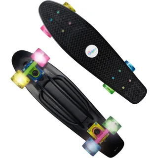 Muuwmi Skateboard Fun Neon mit LED-Leuchtrollen Deck 57x15cm - ABEC5 PU-Rollen 60x45mm