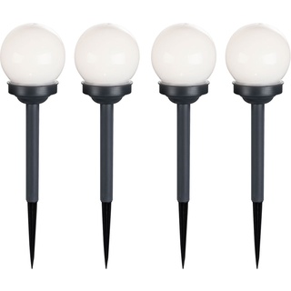 4er Set LED Solar Kugel Steck Leuchten Außen Beleuchtung Balkon Garten Deko Erdspieß Lampen weiß