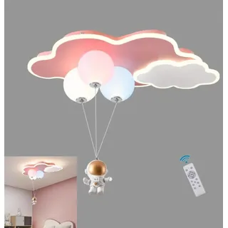 WJLL LED Deckenleuchten für Kinder Wolke/Astronaut Deckenlampen 52W Dimmbar Kronleuchter Acryl Ballon Kinderlampe Junge Mädchen Schlafzimmer Decke Lampe Kinderzimmer Beleuchtung Licht L21,3'' pink