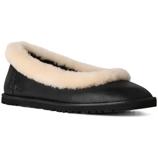 UGG Zora Leather Ballet Flat Ballerina Homeslippers, Flats zum Schlupfen schwarz 38 EU (7 US)