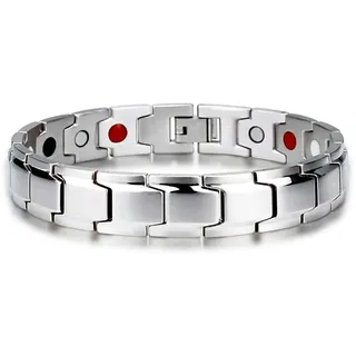 AMZLORD 1er Ultrastarkes Titan Magnetarmband for Damen Männer, Antistatischer Magnet Armbänder Gewichtsverlust Armband, Titanstahl Magnetisches Titan Armband Anti-Ermüdungsband (Silber)