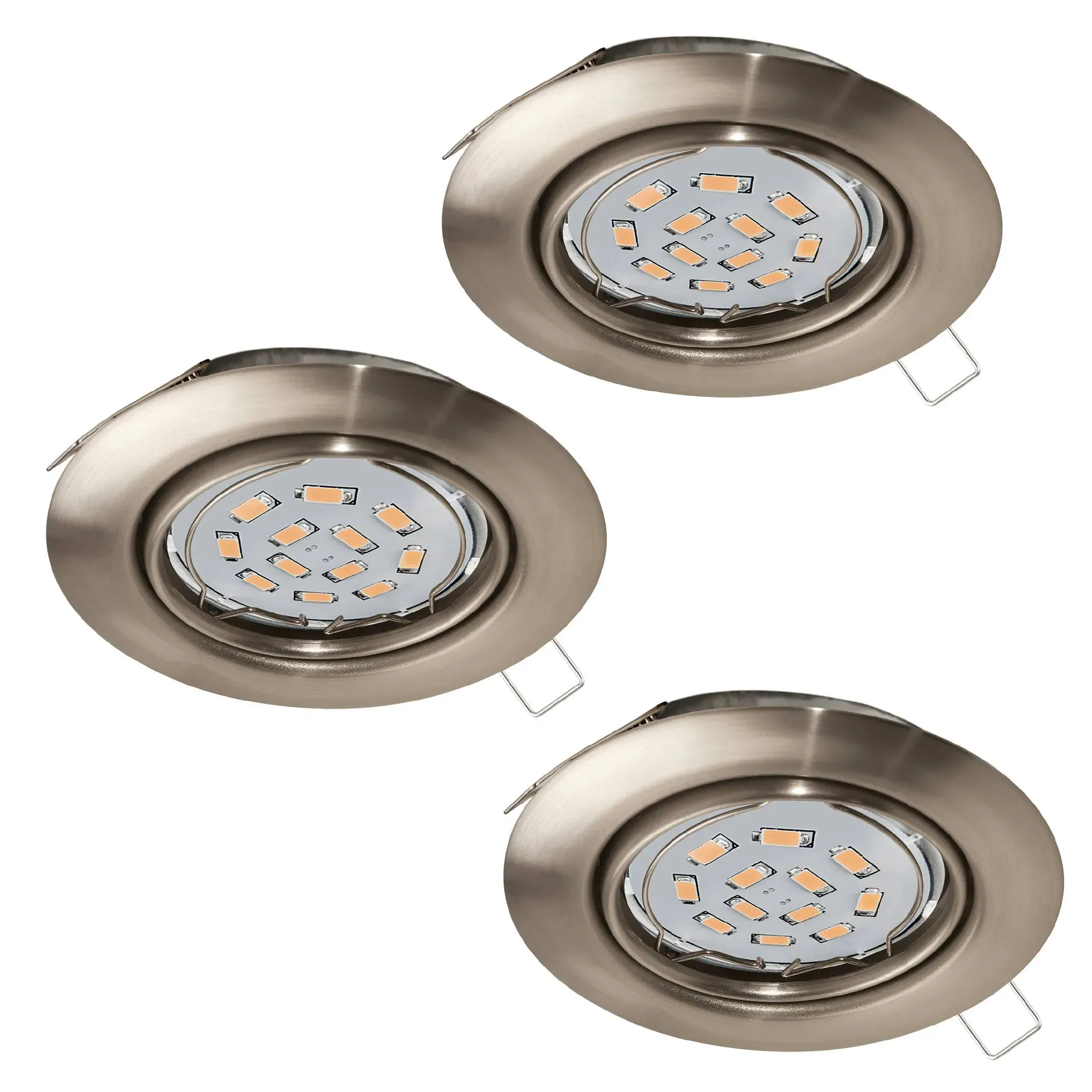 Eglo LED Einbauleuchte 3er-Set Nickel-Matt GU10 3W 240lm 3000K (Warmweiß) Schwen...