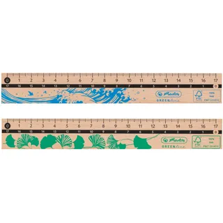 Herlitz Lineal 17cm GREENline aus Holz sortiert, 1 Stück