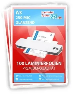 Laminierfolien A3, 2 x 250 Mic, glänzend