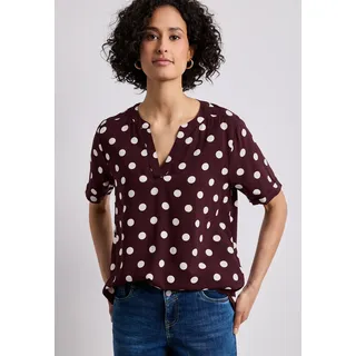 STREET ONE Kurzarmbluse mit allover Punkteprint Rot 38