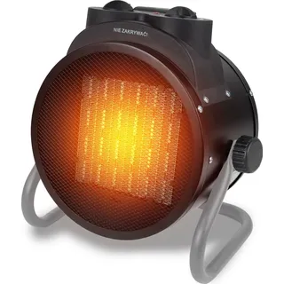 Maltec Heizlüfter mit Thermostat INFERNO4000 2kW Keramik mobiler Elektro Heizstrahler energiesparend für Büro Haus Werkstatt Wohnwagen Camping Garage - Schwarz