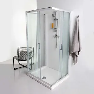 Kiamami Valentina Vollgerahmte u- Kabine mit Gleittüren 70x100x70cm in Klarglass Giada