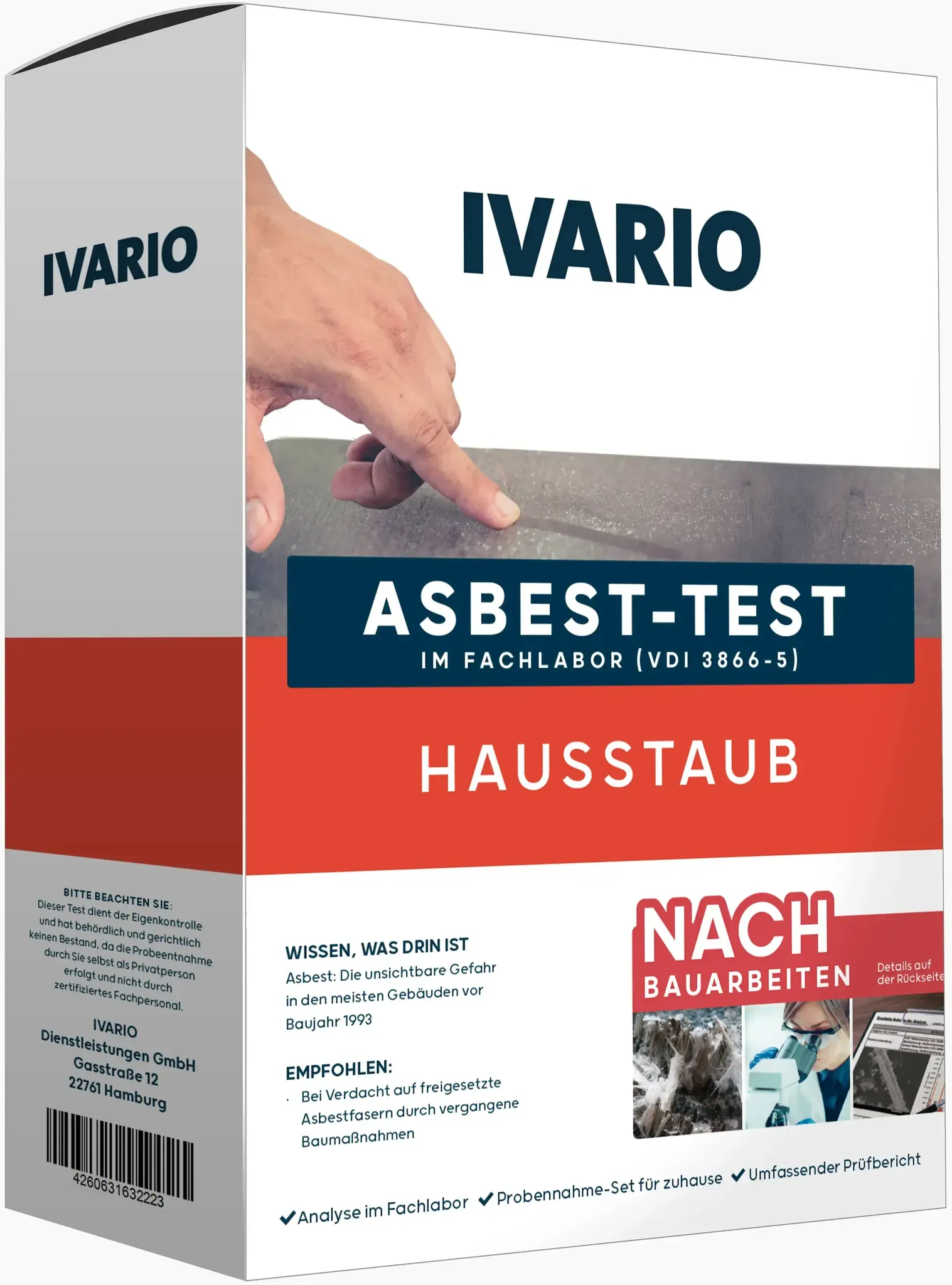 Asbest-Test Hausstaub - Express (3-5 Werktage) / inkl. KMF