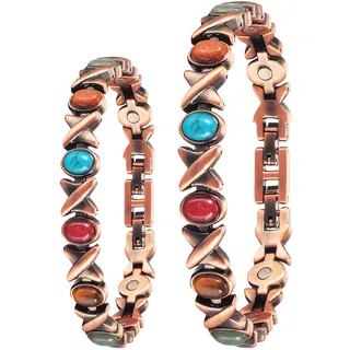 3500 Gauss Lady Arthritis Magnetfeldtherapie-Schmuckset, lindert wirksam Arthritis und Fersenschmerzen, hat leichte Schlankheits- und Lymphdrainageeffekte (Armband + Fußkettchen) (A)