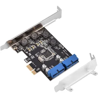 Usb 3 Splitter 1 Zu 2 Intern,Tbest Pci 2Ü Pin Usb Intern,Pci Usb 3.0 Karte Intern,Usb Pcie Karte,Pcie Usb 3.0 Karte,Pcie-Adapter,Pcie Pci Auf Interne 2-Port-19-Pin-Header Usb 3.0-Erweiterungskarte Mit