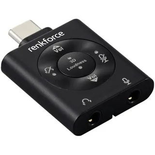 Renkforce USB-C®, Audio Adapter [1x USB-C® Stecker - 1x Mikrofon (3.5 mm Klinke), Kopfhörer (3.5 mm Klinke)] RF-SGA-171
