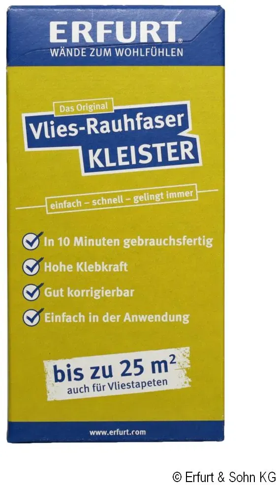 ERFURT Das Original" Vlies-Rauhfaser KLEISTER, Karton à 24 Päckchen à 200 g"