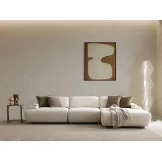 Hanah Home, Ecksofa Beige, 330 x 150 cm, 100% HORNBEAM Rahmen, 100% POLYESTER, 4 Kissen, 350 kg Tragfähigkeit, 32 DNS Schaum & Feder für optimale... - Beige