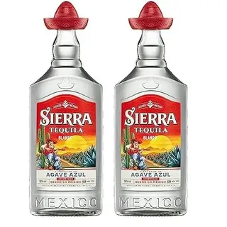 Sierra Tequila Blanco (1 x 700 ml) – das Original mit dem roten Sombrero aus Mexico – mit fruchtig, frischen Aromen – ideal als Shot mit Salz & Zitrone – 38% Alk. (Packung mit 2)