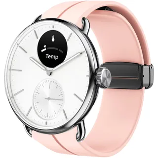 Blueshaweu 18mm 20mm Armband Kompatibel mit Withings Smartwatch, Weiches Silikon Dual Magnetisch Einstellbar Armbänder Kompatibel mit ScanWatch 2 38mm/ ScanWatch 2 42mm (18mm, Rosa)