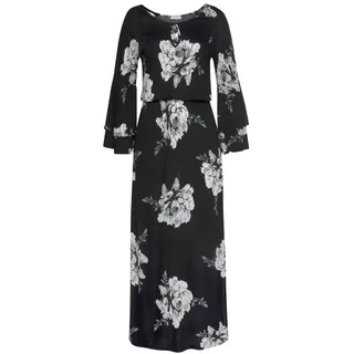 LASCANA Maxikleid Blumenprint Schwarz/Weiß 38