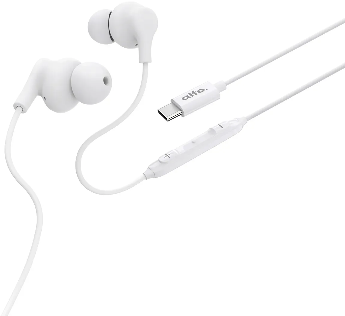 In-Ear Kopfhörer USB-C weiß, mit Mikrofon und Kabelknickschutz