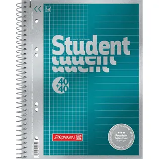 Brunnen Collegeblock Premium Student Duo A5, kariert/liniert, 80 Blatt, petrol