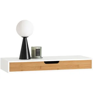 SoBuy Wandregal, Weiß, Natur, Holzwerkstoff, 60x8x25 cm, Wohnzimmer, Regale, Wandregale