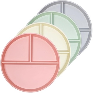 greenandlife Teller Set 4er 22.8cm Unzerbrechliche Speiseteller, Mehrweg Kinderteller, Leicht Plastikteller, Geschirr Plate Mikrowellen& Spülmaschinenfestv, Camping teller für Kinder Und Erwachsene