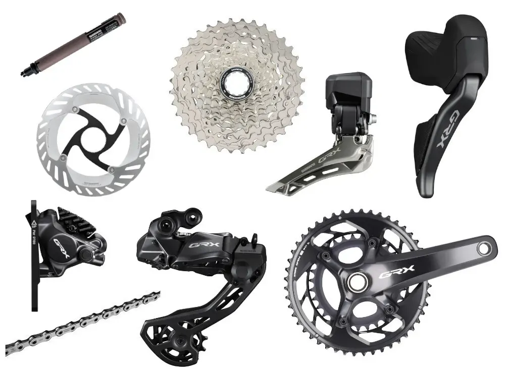 SHIMANO GRX Di2 825 Komplettgruppe 2x12 | Kurbel 175 mm Kassette 11-36