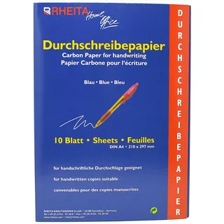 RHEITA Durchschreibepapier blau schreibend, Mappe mit 10 Blatt